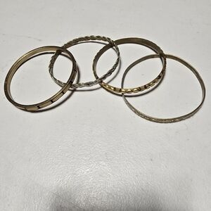 Lot of 4 Various Metal Bangle Bracelets